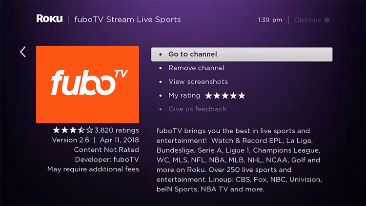 Roku Fubotv