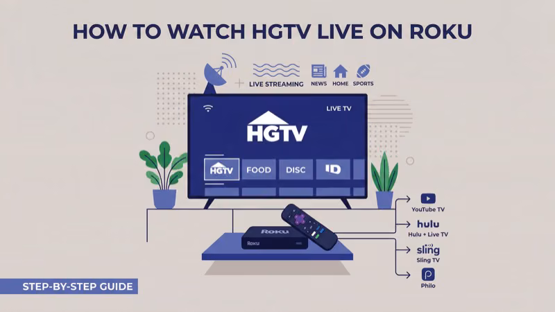 Setting up live TV service for HGTV streaming on Roku without cable