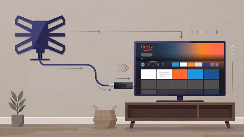 Digital antenna connected to Fire TV Stick for free local channels