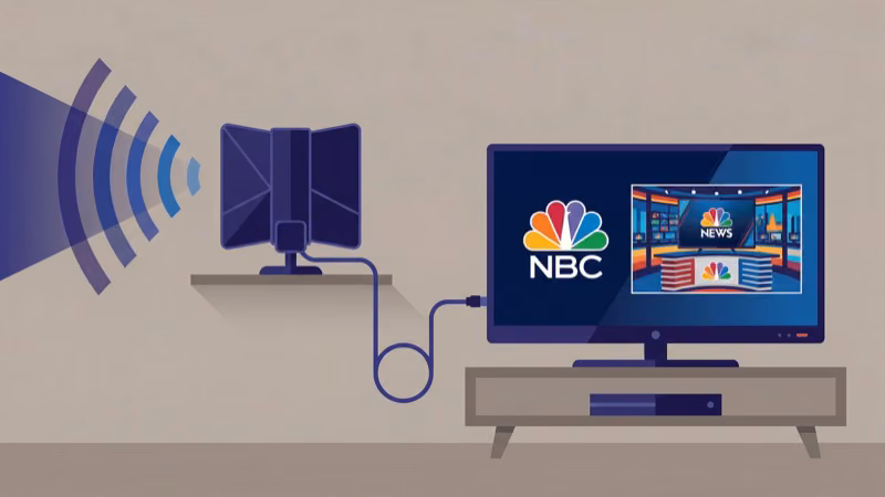 Digital antenna connected to TV for free over-the-air NBC