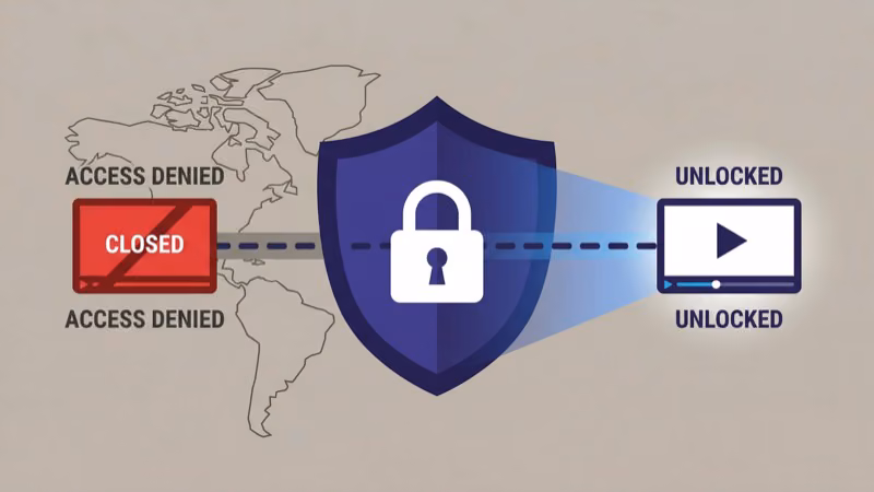 VPN shield icon bypassing NHL regional blackout restriction