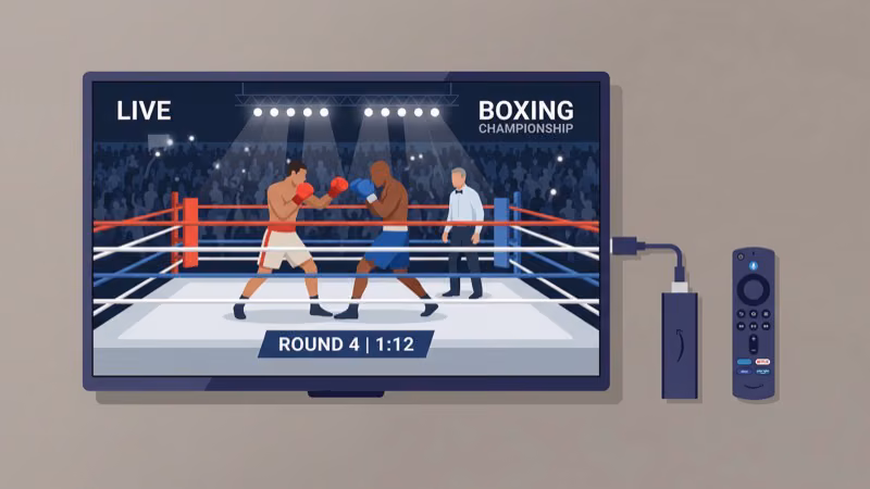 Fire TV Stick connected to TV displaying live sports event