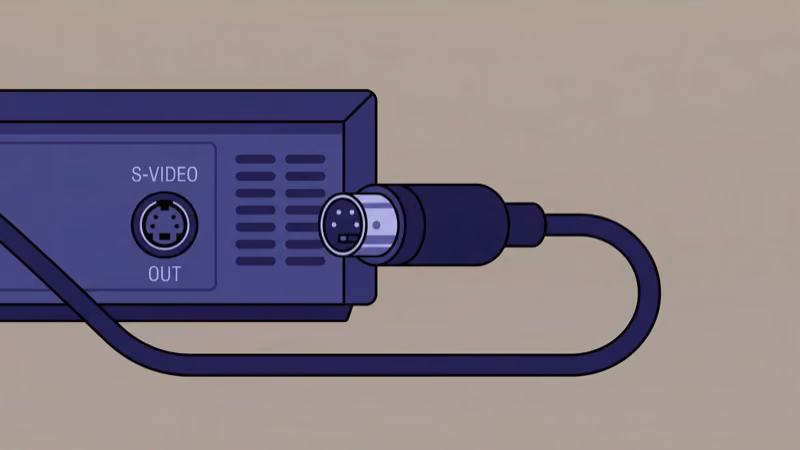 S-Video cable connector with pins for VCR to TV connection