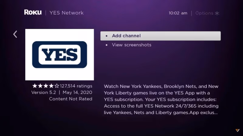 Roku Yes Network Add Channel 3