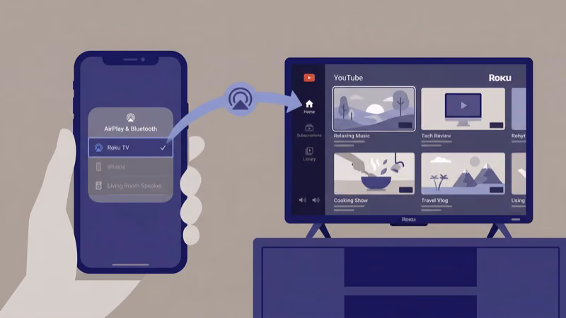 Using AirPlay to stream YouTube from iPhone to Roku TV