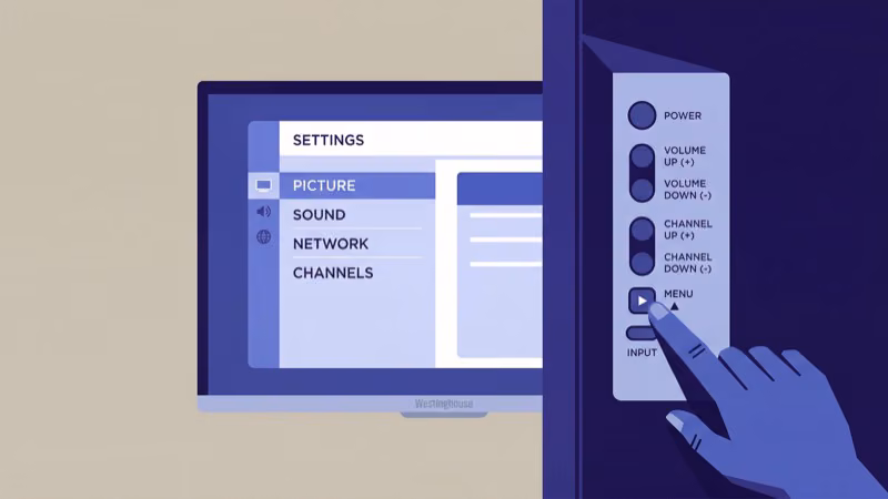 Using physical navigation buttons on Westinghouse TV side panel