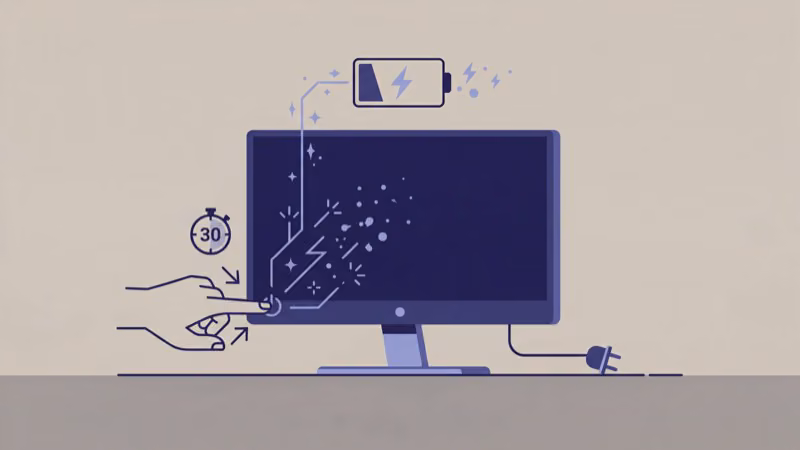 Draining residual power from TV by holding power button