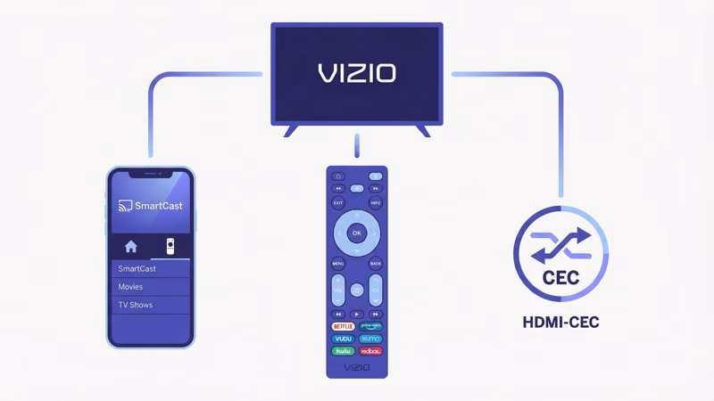Vizio SmartCast mobile app replacement remote and HDMI CEC control alternatives