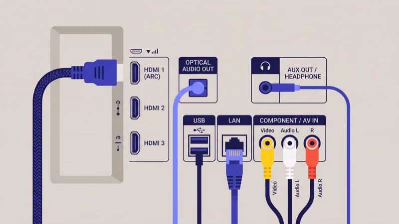 Xfinity box HDMI cable connection check at back of TV panel