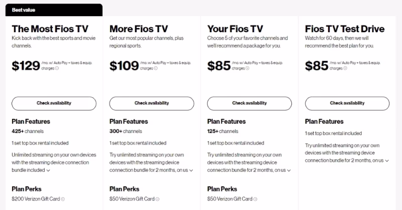 Fios Tv Plans And Pricing
