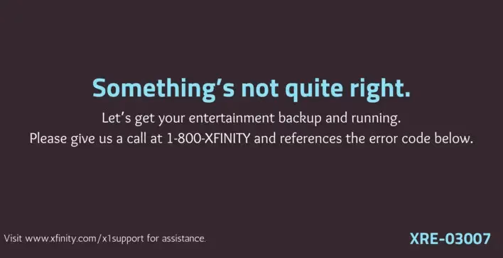 Xfinity Xre 03007 Error